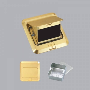 Ổ cắm âm sàn kiểu vuông màu vàng mặt phẳng