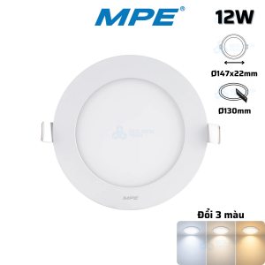 Đèn Led  Âm trần nhôm siêu mỏng MPE 12W Trắng, Trung tính, Vàng RPL-12T/N/V
