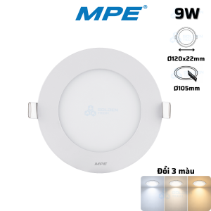 Đèn Led Panel Âm trần Nhôm Siêu Mỏng MPE 9W Trắng, Trung tính, Vàng RPL-9T/N/V