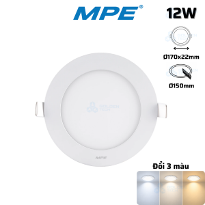 Đèn Led Panel Âm trần Nhôm Siêu Mỏng MPE 12W Đổi 3 màu RPL-12/3C