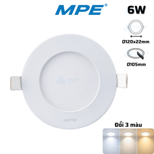 Đèn Led Panel Âm trần Nhôm Siêu Mỏng MPE 6W Đổi 3 màu RPL-6/3C
