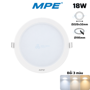 Đèn Led Panel Âm trần Nhựa RPL2 18W Đổi 3 màu RPL2-18/3C