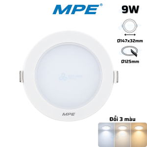 Đèn Led Panel Âm trần Nhựa MPE 9W Đổi 3 màu RPL2-9/3C