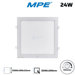 Led Panel vuông âm Siêu Mỏng MPE Dimmer 24W trắng, vàng