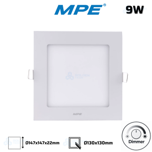 Led Panel vuông âm Siêu Mỏng MPE Dimmer 9W trắng, vàng SPL-9T