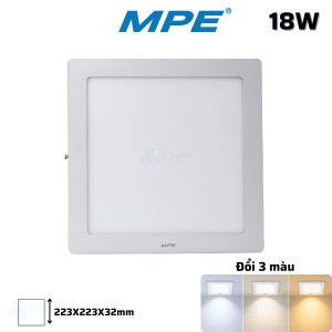 Led Panel vuông nổi 18W MPE 3 Màu 18W SSPL-18/3C