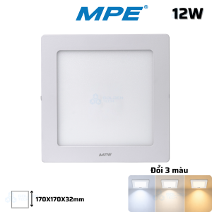 Đèn LED Panel Ốp Trần Nổi Vuông 3 Màu 12W SSPL-12W