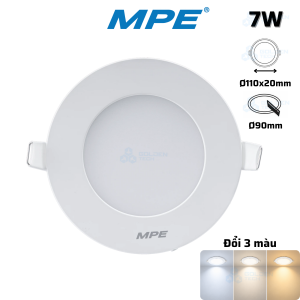 Đèn Led Panel Âm trần Siêu Mỏng MPE 7W Đổi 3 màu RPL3-7/3C