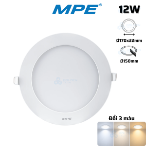 Đèn Led Panel Âm trần Nhựa Siêu Mỏng MPE 12W Đổi 3 màu RPL3-12/3C