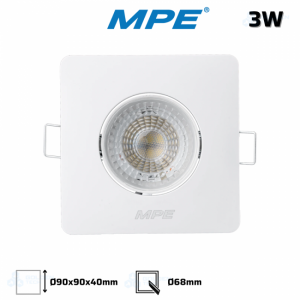 LED Downlight âm trần Chiếu điểm, Điều chỉnh hướng sáng, mặt vuông DLA2S 3W