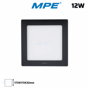 Đèn LED Panel Ốp Nổi Nhựa Đen, Mặt Vuông SSPLB2-12W Trắng, Vàng