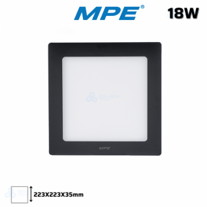Đèn LED Panel Ốp Nổi Nhựa Đen, Mặt Vuông SSPLB2-18W Trắng, Vàng