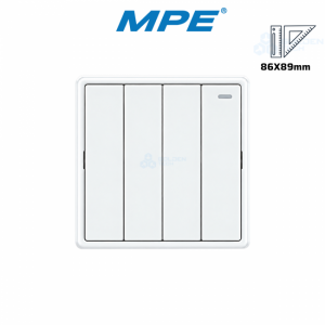 Mặt 4 Công Tắc 1 Chiều 16A-250V S704-W