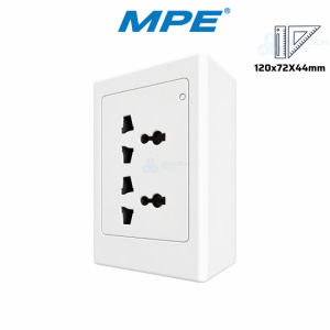 Bộ Ổ Cắm Đơn: 2 Ổ Cắm Đa Năng & Đế Nổi Đơn