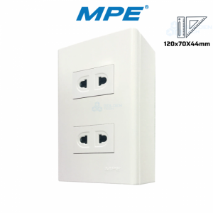 Bộ Ổ Cắm Đơn: 2 Ổ Cắm 2 Chấu & Đế Nổi Đơn