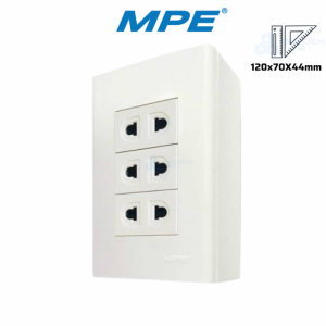 Bộ Ổ Cắm Đơn: 3 Ổ Cắm 2 Chấu & Đế Nổi Đơn