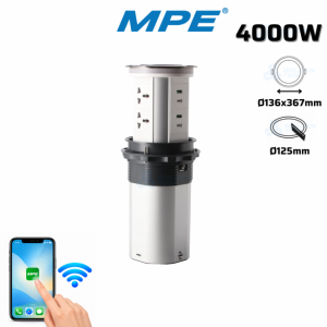 Ổ Cắm Âm Bàn 4 Ổ Cắm Đa Năng, Tích Hợp 8 USB Type A & Type C, Điều Khiển Wifi TBS2/SC