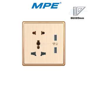 Ổ Cắm Đa Năng + Ổ Cắm Đơn 2 Chấu + 2USB S7MS-USB