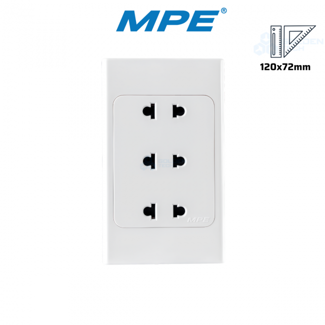 Ổ cắm 3, 2 chấu đế liền 16A A20US3N Ổ cắm 3, 2 chấu đế liền 16A A20US3N