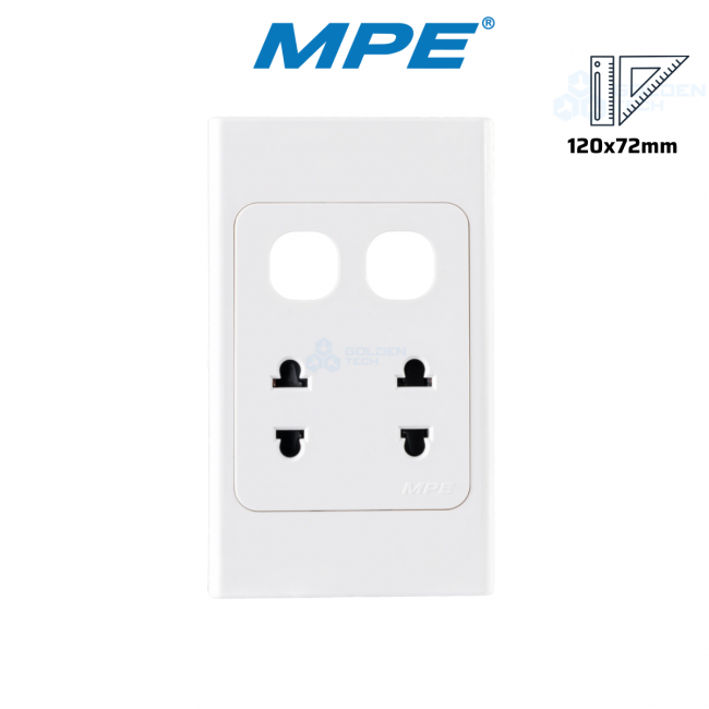 Mặt 2 ổ cắm 2 chấu và 2 lỗ đế liền Mặt 2 ổ cắm 2 chấu và 2 lỗ đế liền