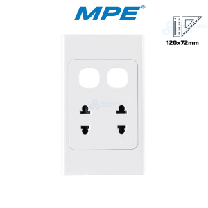 Mặt 2 ổ cắm 2 chấu và 2 lỗ đế liền